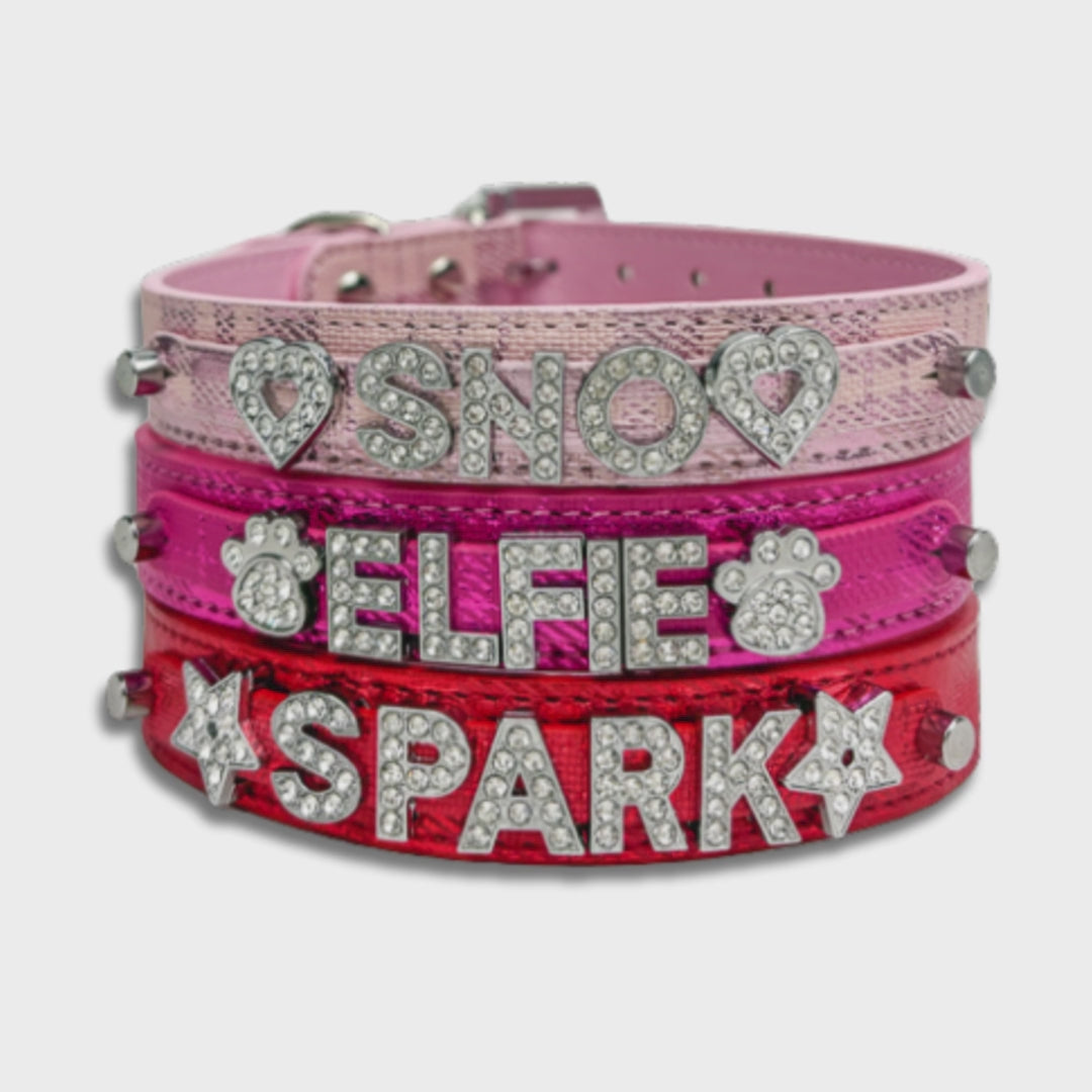 Metallic Plaid Personalized Pet Collars
